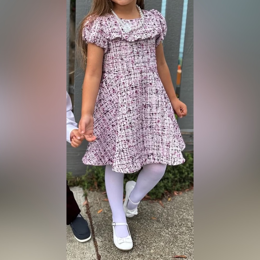Janie and Jack Pink and White Tweed Dress